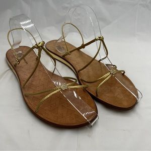 DANIBLACK Gold Leather Strappy Sandals